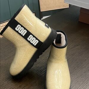UGG Cream and Black shearling Waterproof Boots